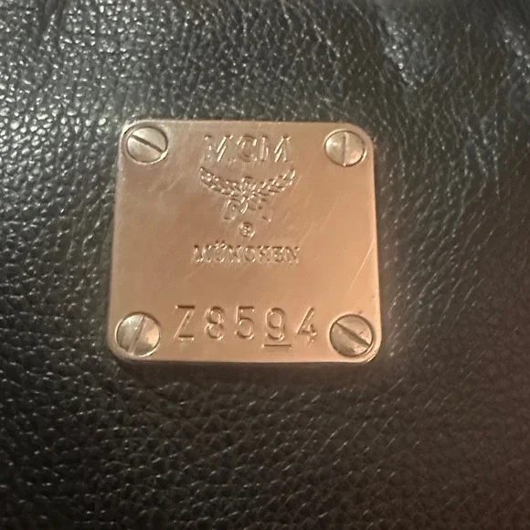 MCM Black Leather Studded Duffel with Silver Plaque - Picture 3 of 9